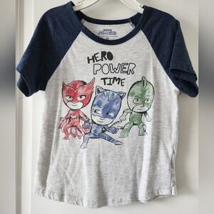 PJ Masks Super Hero Power Time Raglan T Shirt Top Kids Size 5T Disney